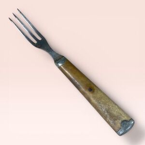 3 Tine Fork Civil War Era Style Bone? Handle Full Tang Vintage Utensil Collector
